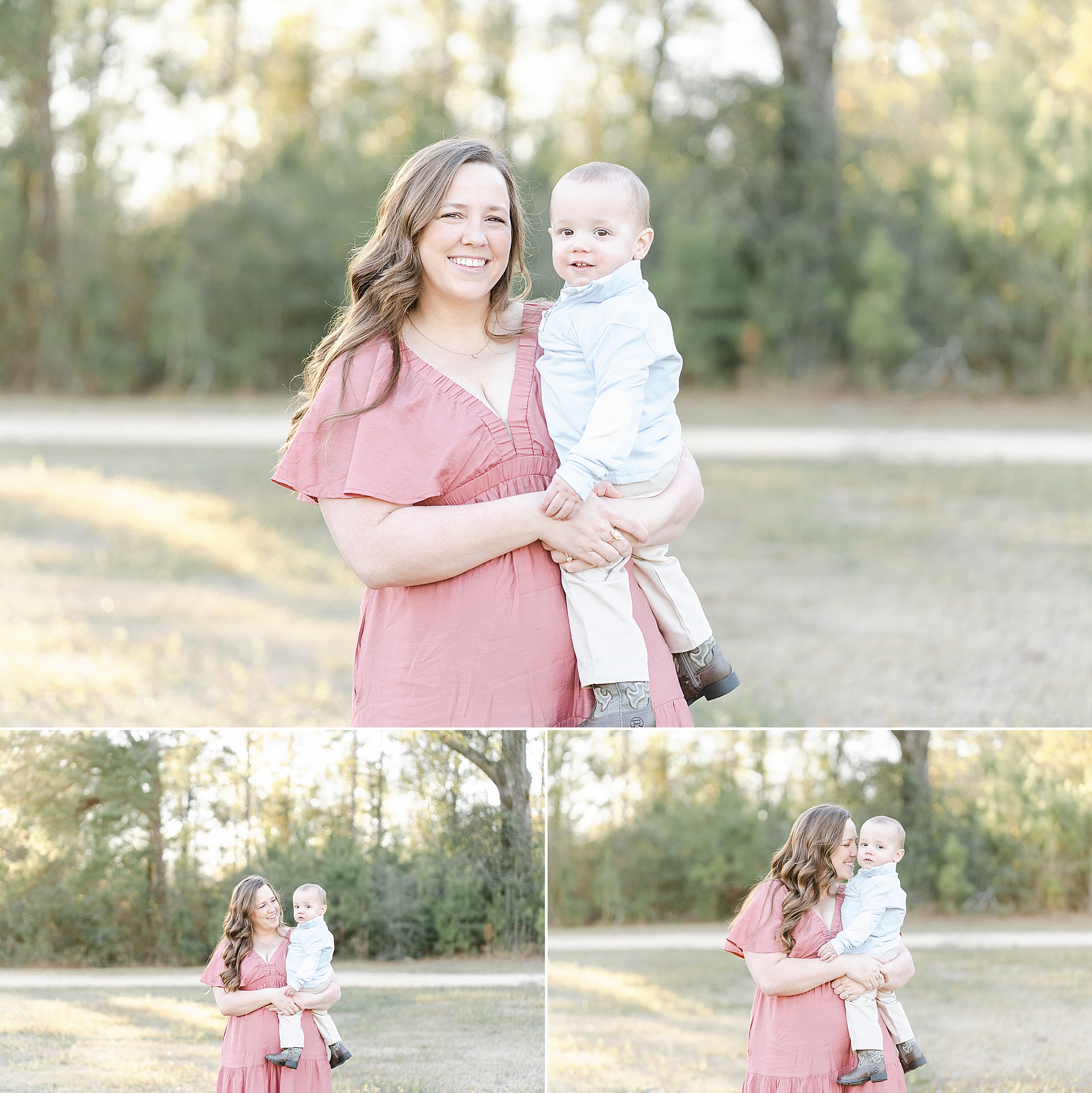 A mom holding her one year old baby boy during a family session in Hattiesburg MS. Photo by Emily Lofton Photography.